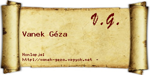 Vanek Géza névjegykártya