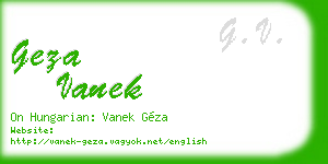 geza vanek business card